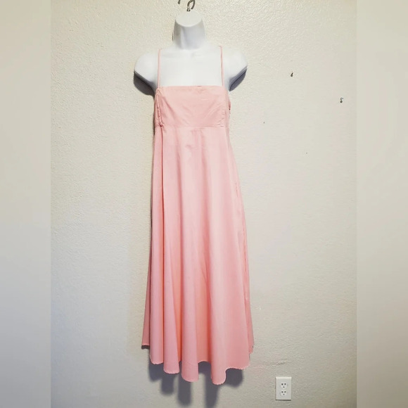 💚5/$25 NWT Forever 21 Bubble Gum Pink Cotton Maxi Slip Dress Size Large - Picture 1 of 6